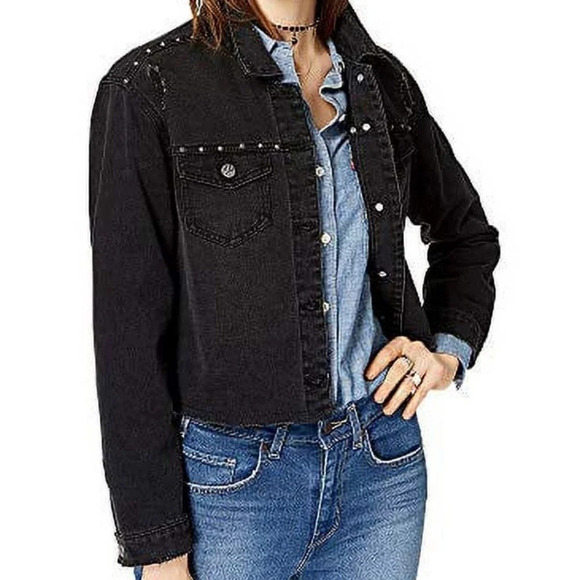 Cravefame black Jean jacket with stud detailing - Picture 4 of 4